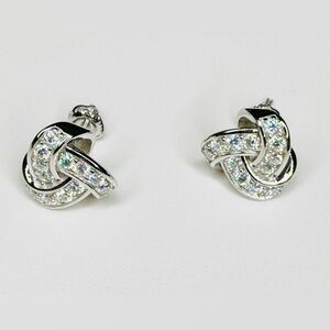 Elegant MOISSANITE Knot Earrings 18K White Gold